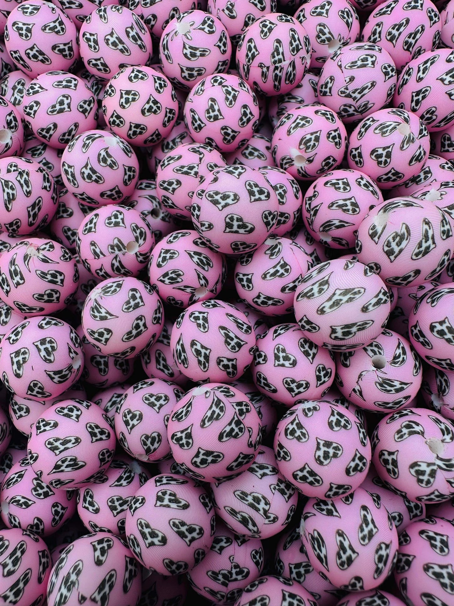 CTS Creation: Cow Hearts Printed 15mm Bead