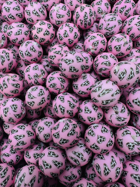 CTS Creation: Cow Hearts Printed 15mm Bead
