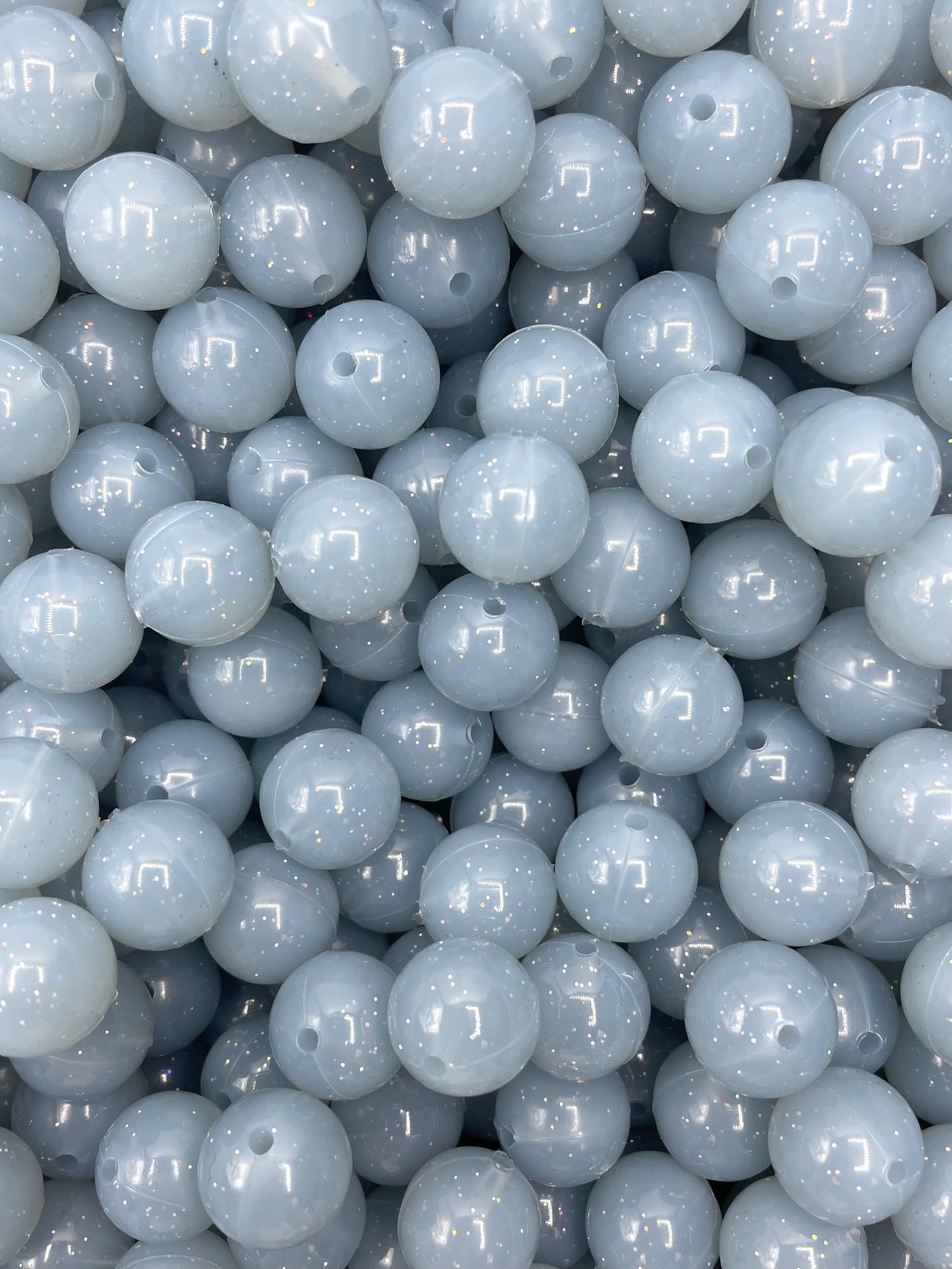 Grey Sparkle Jelly 15mm Beads