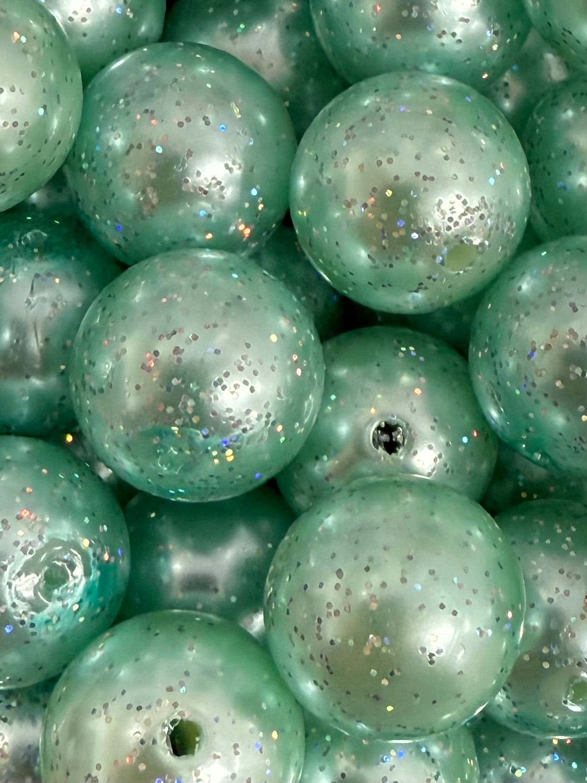 Mint Solid Glitter 20mm Acrylic Bead
