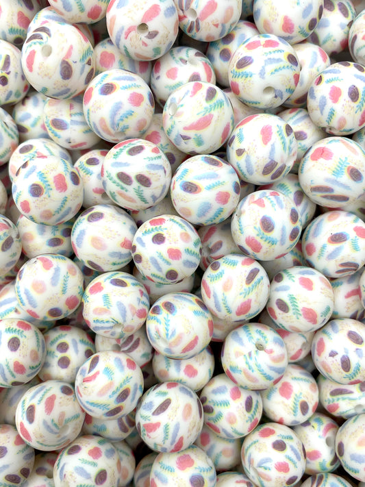 Pretty Petals Printed 15mm Bead