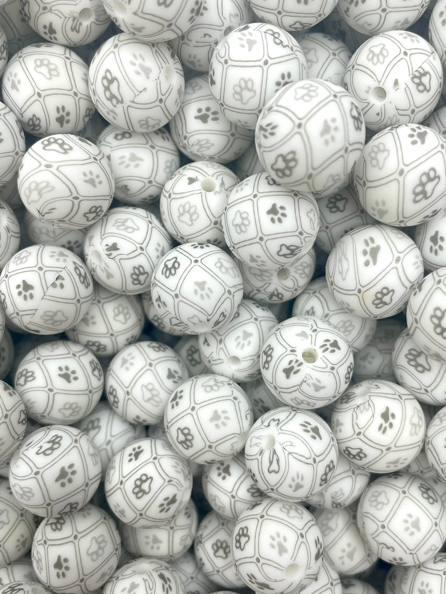 CTS Creation: White Puppy Printed 15mm Bead