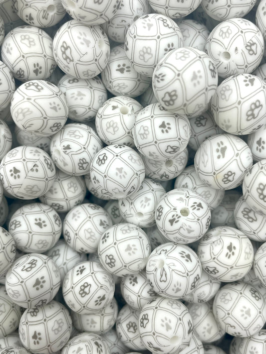 CTS Creation: White Puppy Printed 15mm Bead