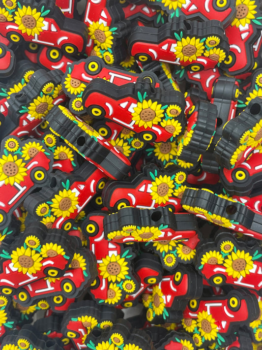 Sunflower Pickup Truck Focal Bead