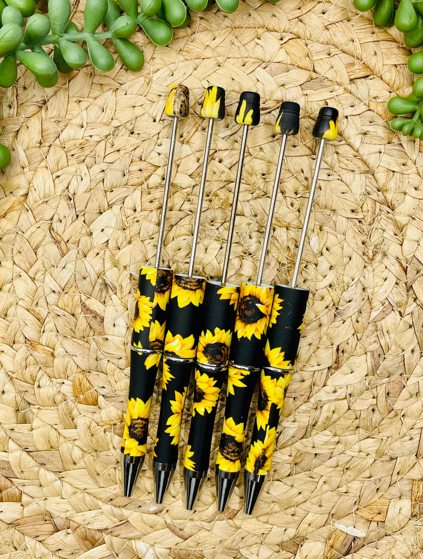 Sunflower Printed Plastic Beadable Pen