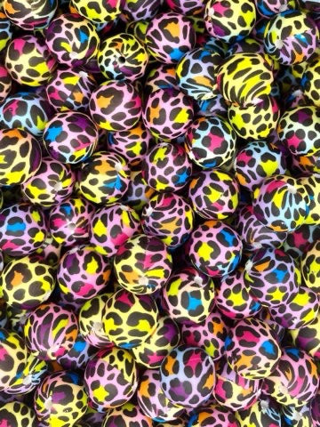 Rainbow Leopard Printed 15mm Bead