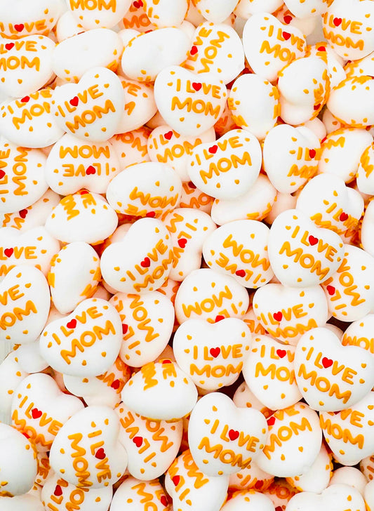 I Love Mom Puffy Heart Focal Bead