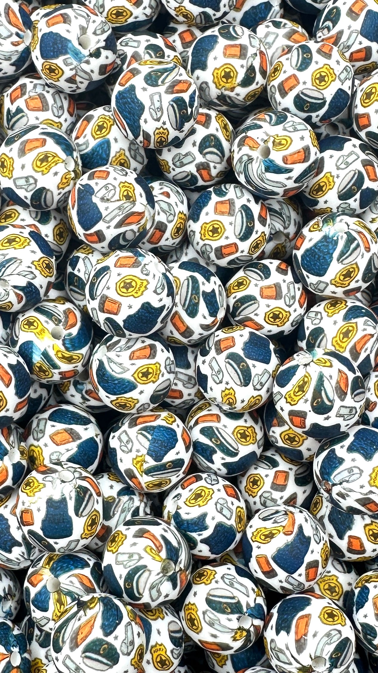 WEE-OOO-WEE-OOO Printed 15mm Bead