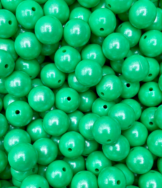 Kelly Green Super Shimmer 15mm Beads