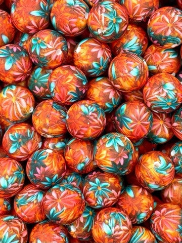 Création CTS : Perle de 15 mm à imprimé floral origami