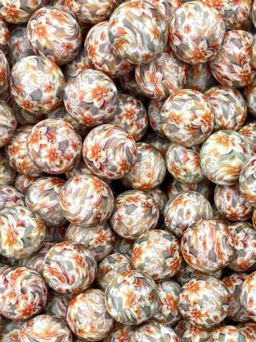 Création CTS : Perle de 15 mm imprimée de points floraux