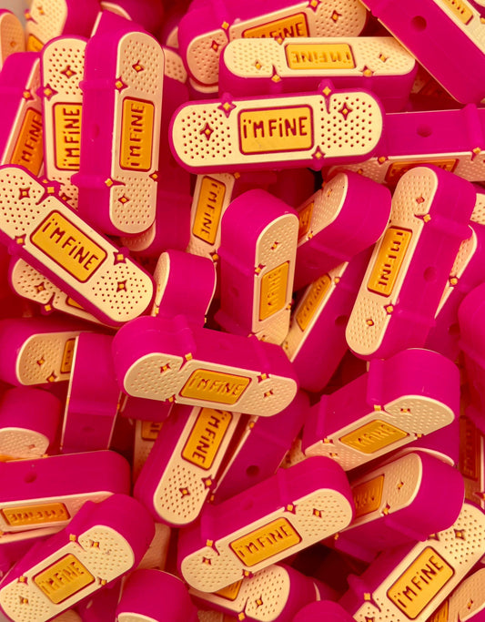 CTS Creation: I'm Fine Pink Bandage Focal Bead