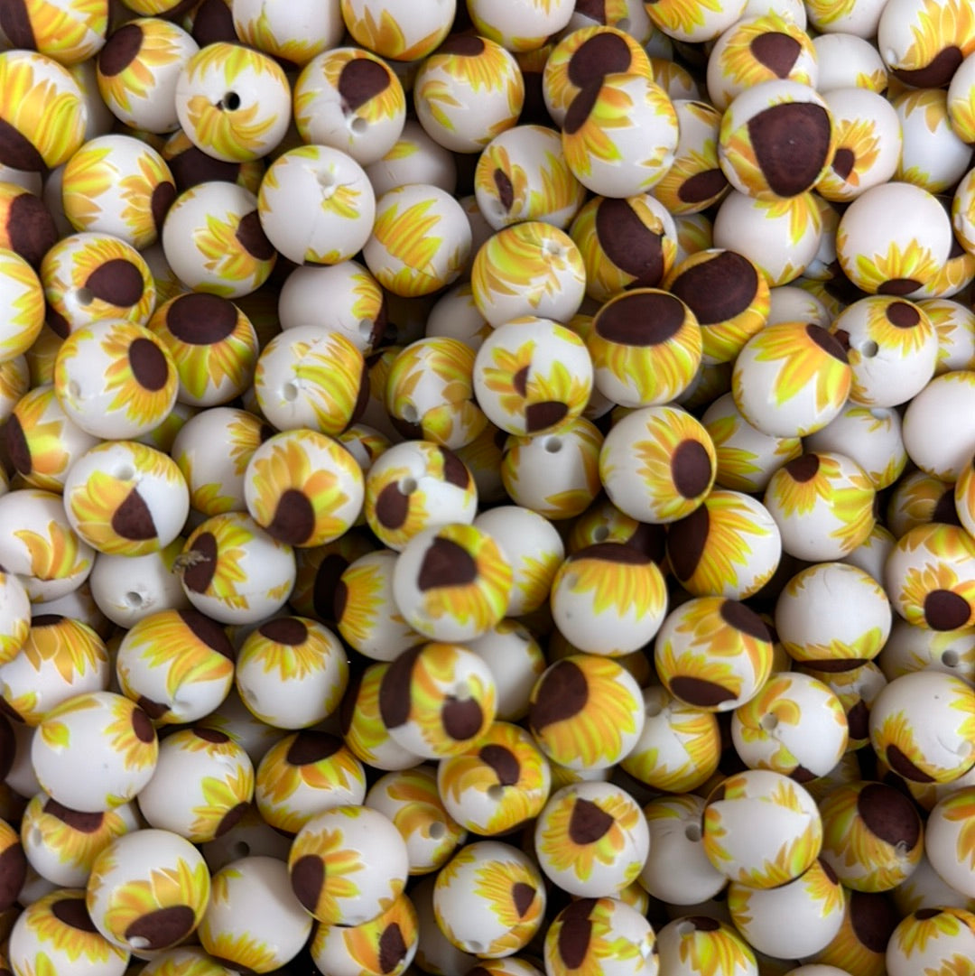Navajo Sunflower Printed 15mm Bead