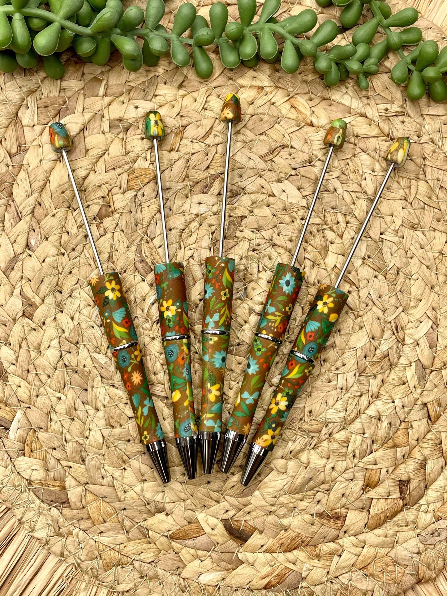 That 70's Floral Plastic Printed Beadable Pen