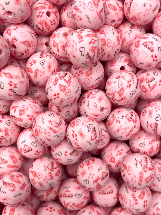 Perle de 15 mm imprimée Saint-Valentin
