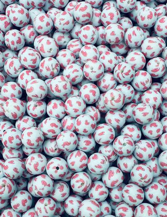 CTS Creation: Pink Ducking Love You Printed 15mm Bead