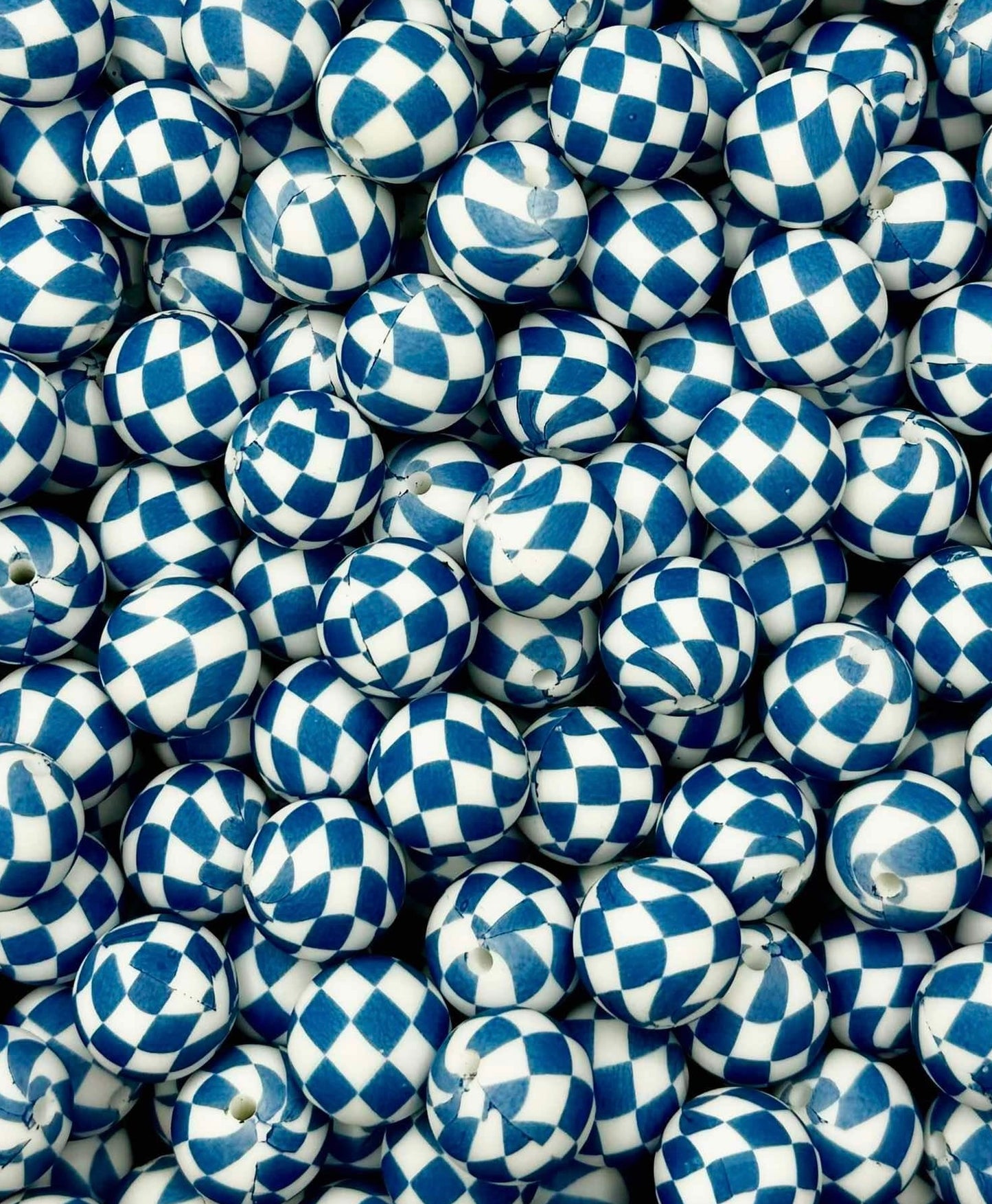 Blue Checkered (Boss Babe) Printed 15mm Bead