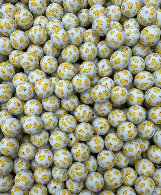 CTS Creation: Yellow Ducking Love You Printed 15mm Bead