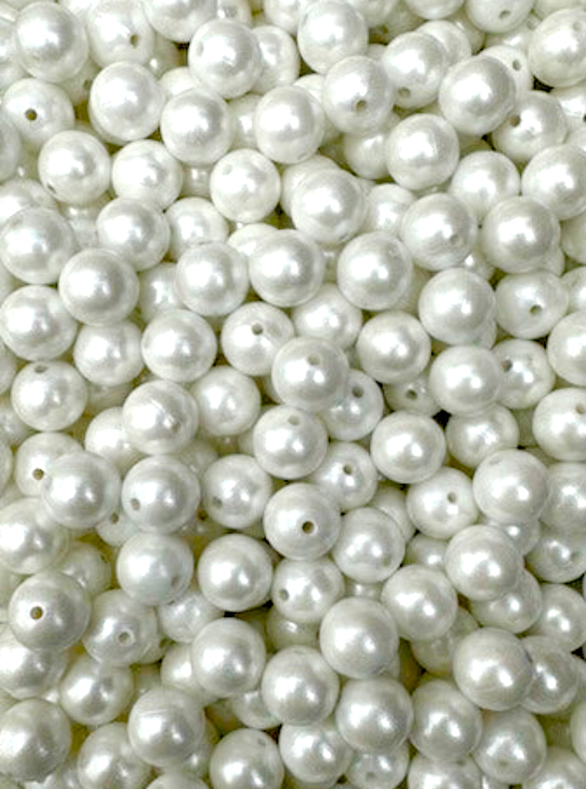 White Super Shimmer 15mm Beads