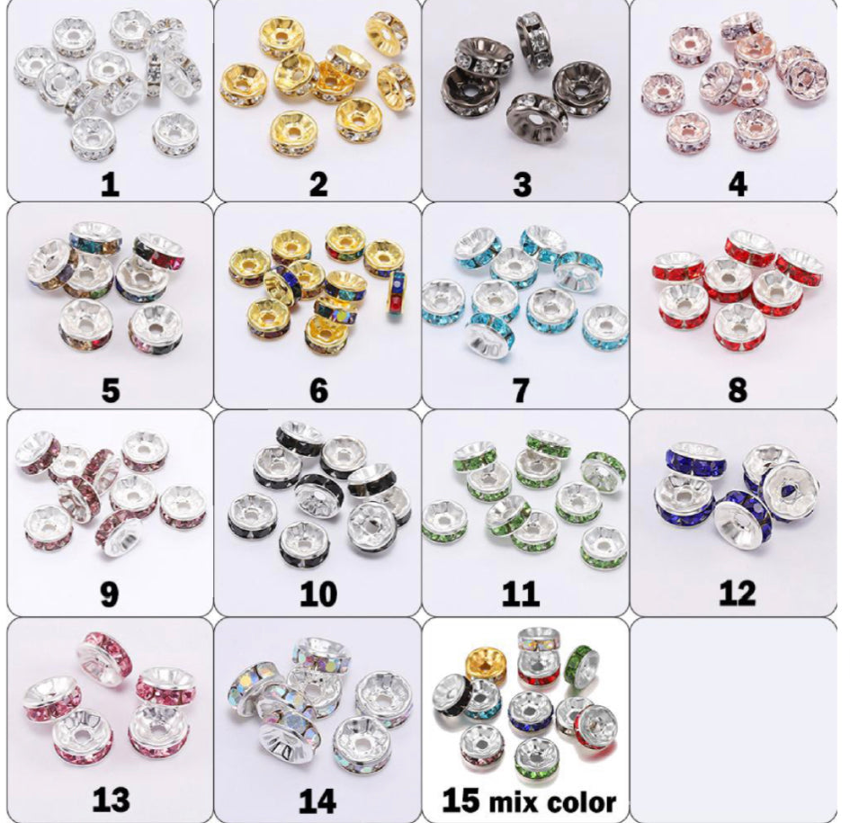 10mm Rhinestone Jewel Spacers (Pack of 50)