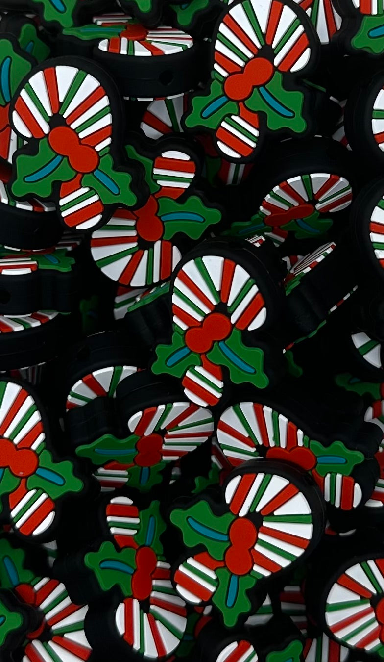 Mistletoe Candy Cane Focal Bead