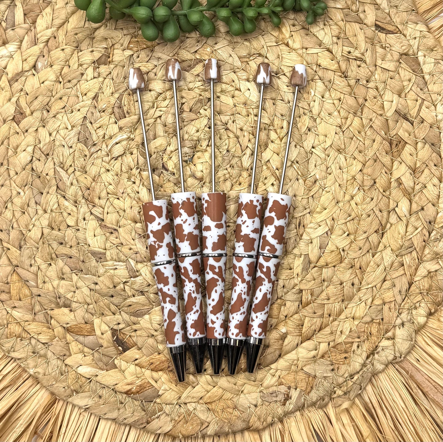 Longhorn Hide Tan Plastic Beadable Printed Pen