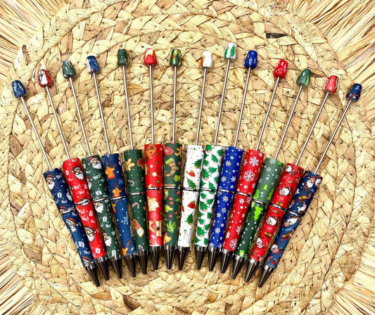 **14 Pack** Holiday Printed  Beadable Pen Pack