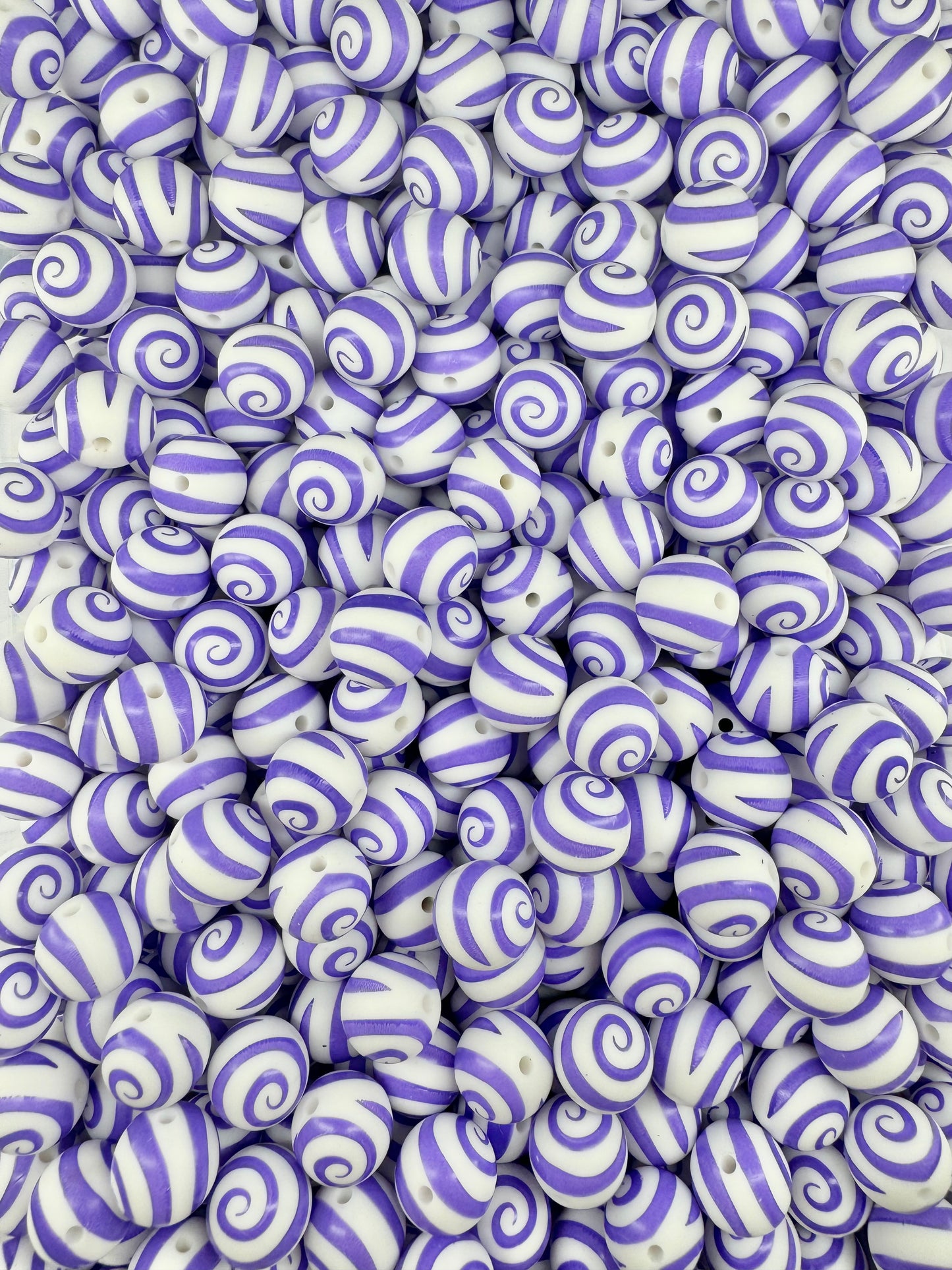 Purple We're All Mad Here Printed 15mm Bead