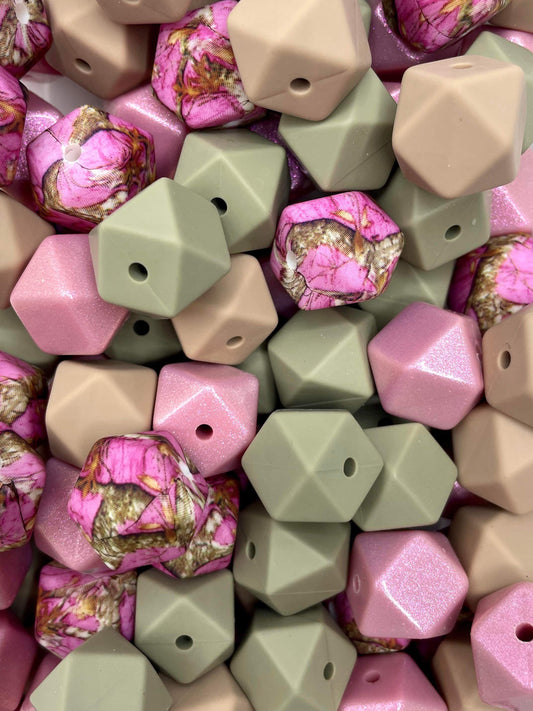 MIX-Pink Classic Camo 14mm Hexagon #20