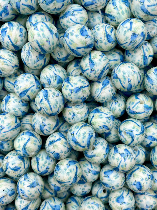 CTS Creation: Blue Jay Printed 15mm Bead