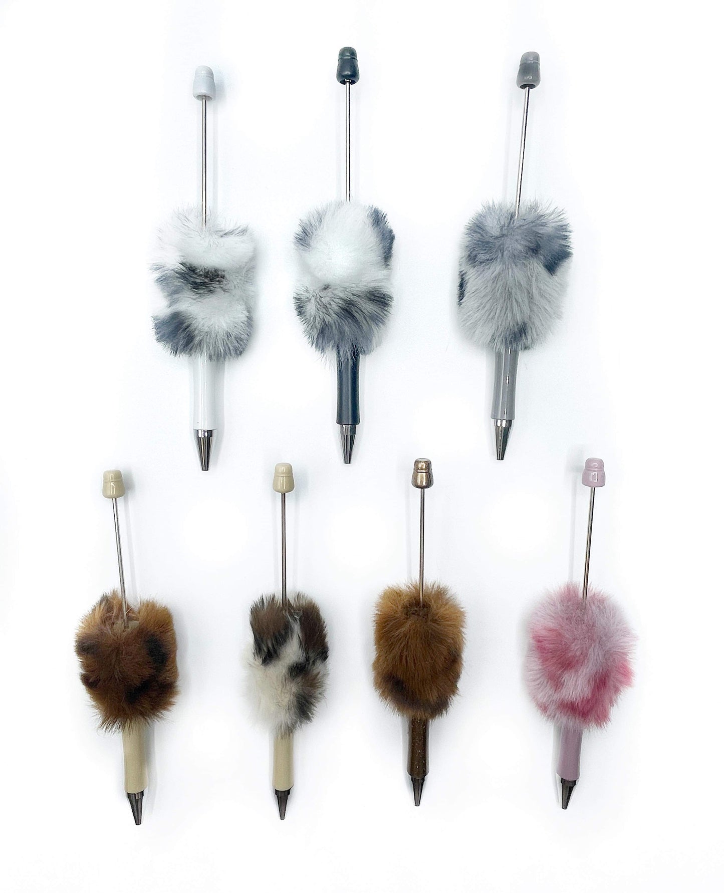 Animal Print Floof Plastic Beadable Pens