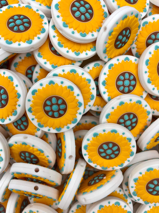 Turquoise Sunflower Focal Bead
