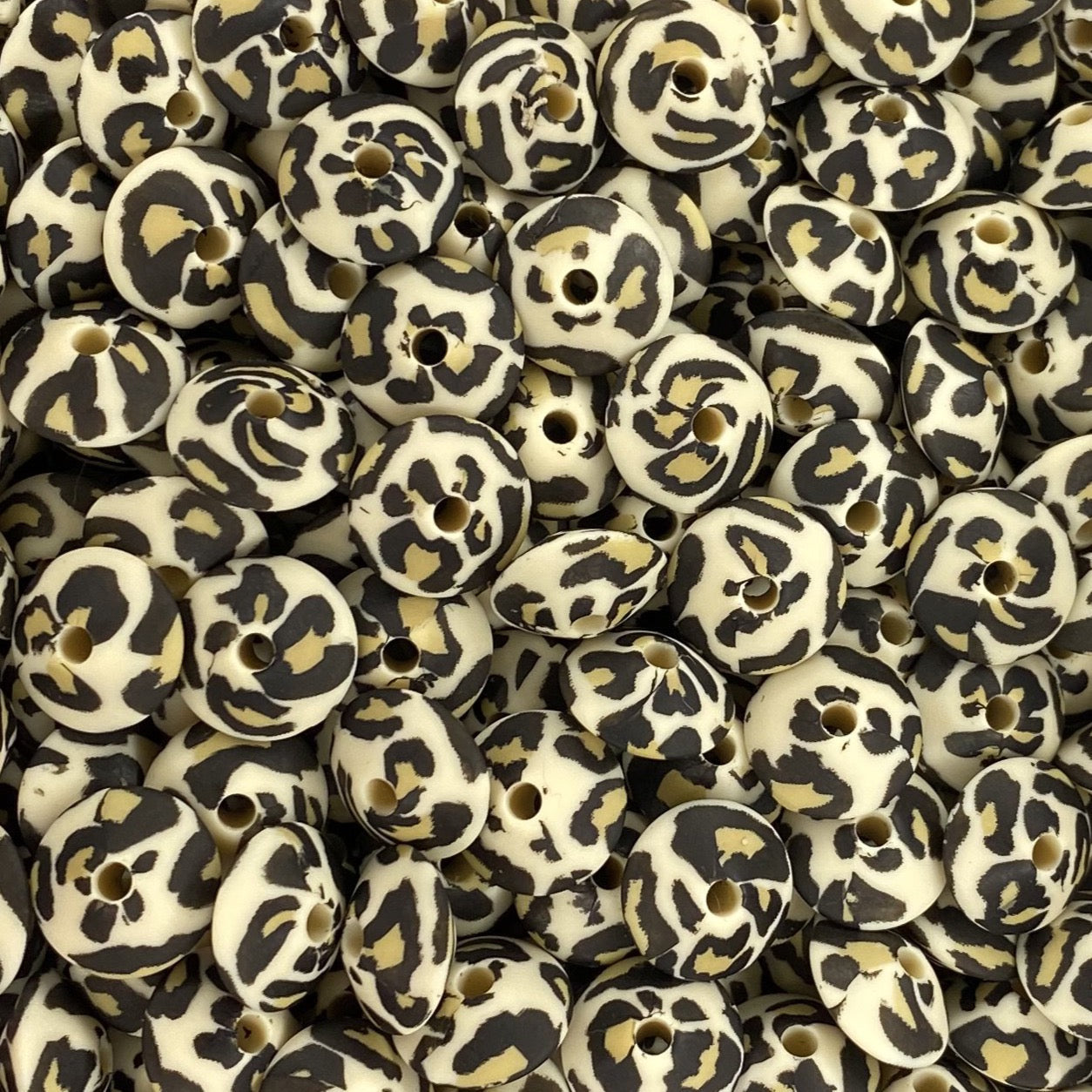 Leopard Printed 12mm Lentil Bead