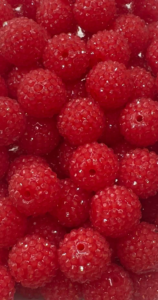 Scarlet Matte Rhinestone 20mm Acrylic Bead