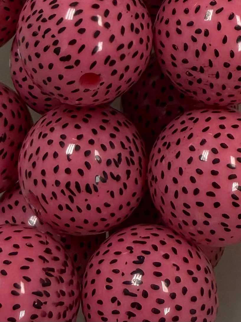 Pink Watermelon Seeds 20mm Acrylic Bead