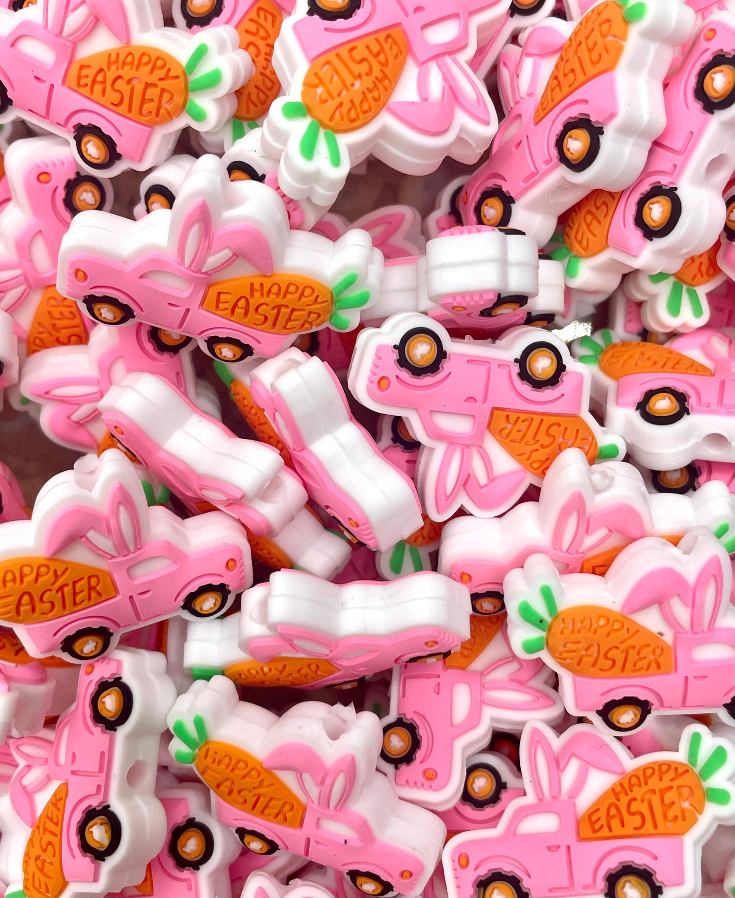 Pink Happy Easter Truck Focal Bead