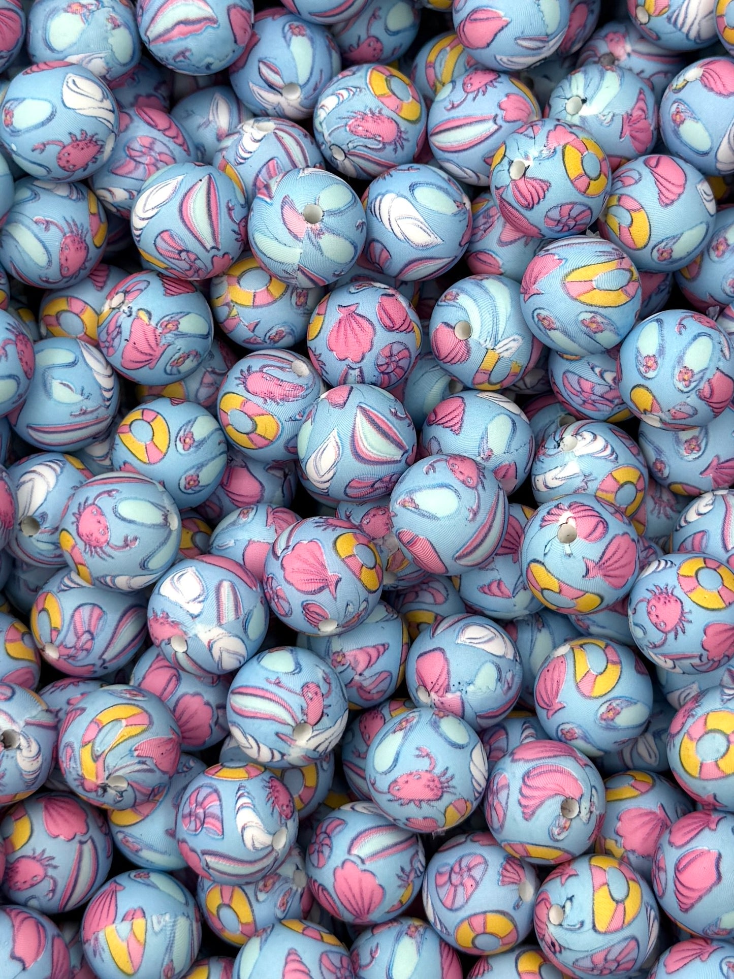 Perle de 15 mm imprimée d’huîtres métalliques***Discontinué***