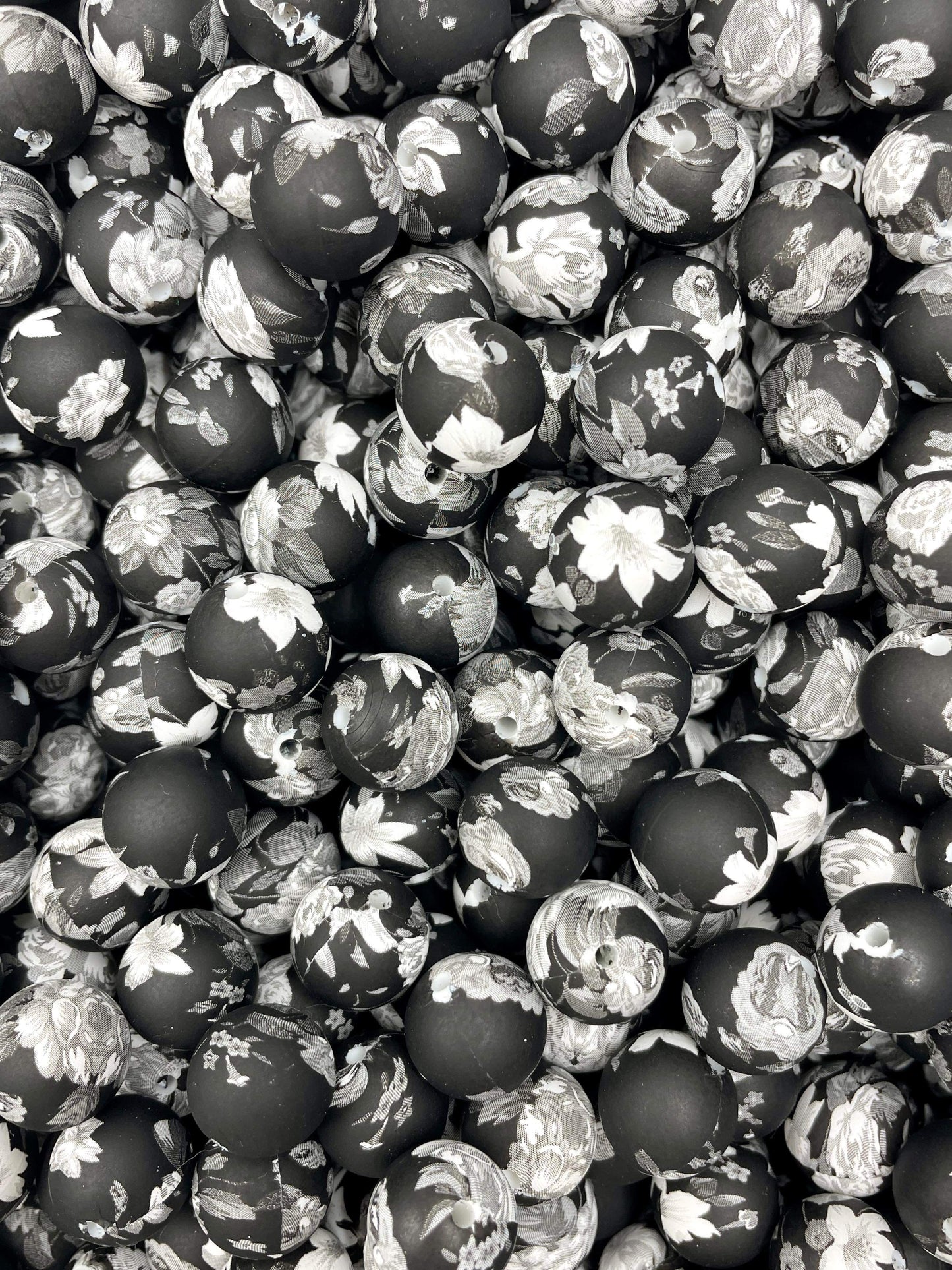 Perle de 15 mm à imprimé floral la nuit
