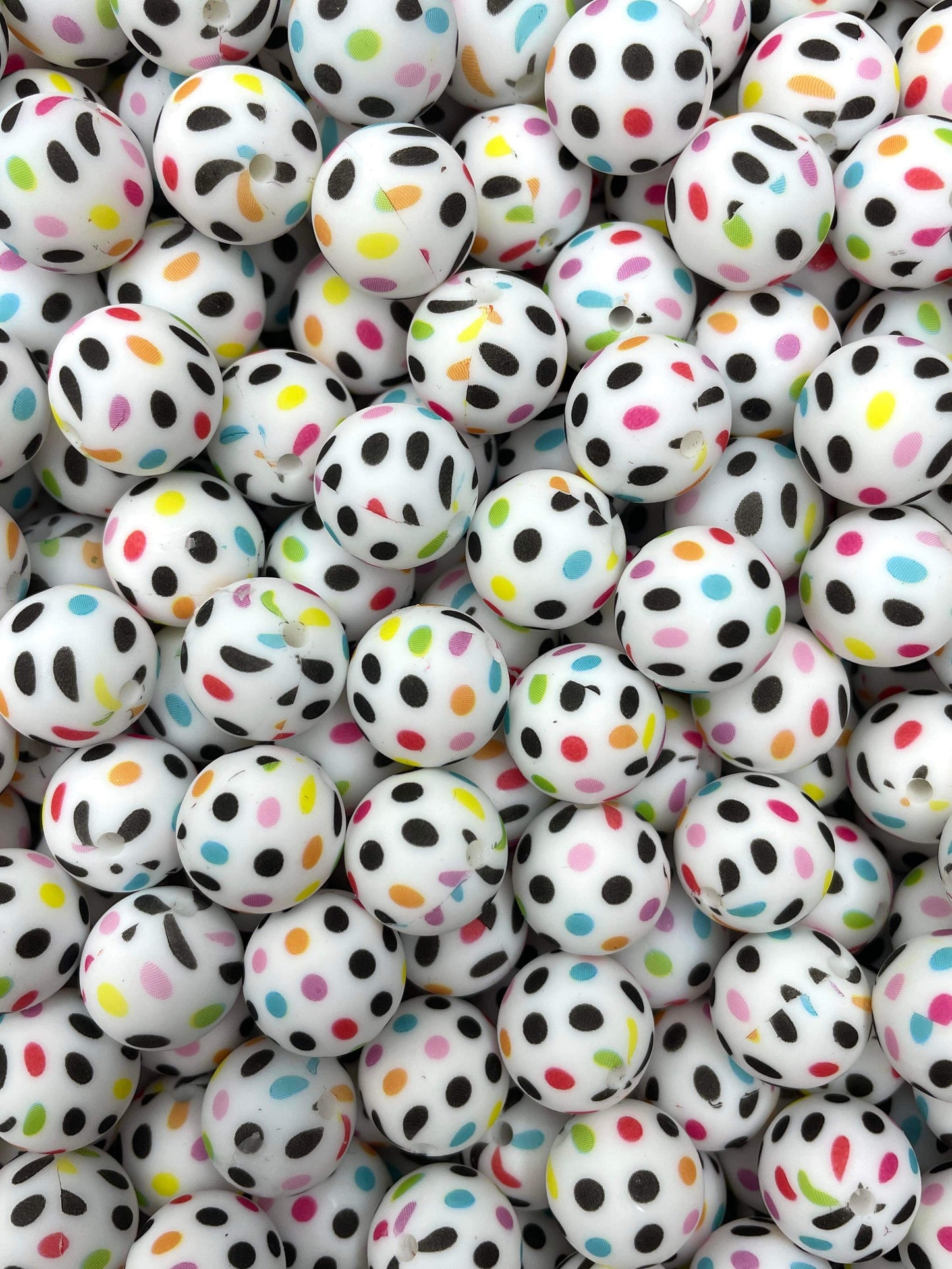 Multicolor Polka Dots Printed 15mm Bead