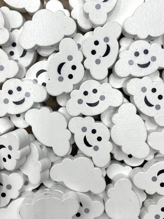 Painted Wooden Cloud Bead