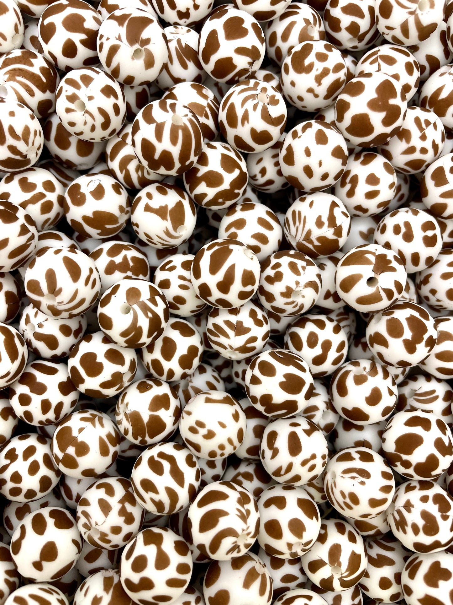 Perle imprimée MOO chocolat de 15 mm