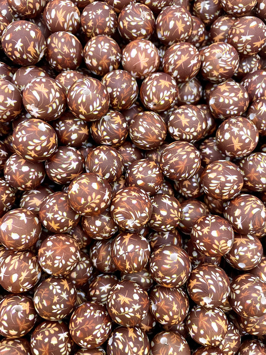 Autumn Foliage Printed 15mm Bead