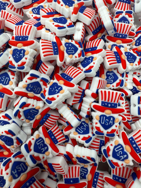 Patriotic Gnome Focal Bead