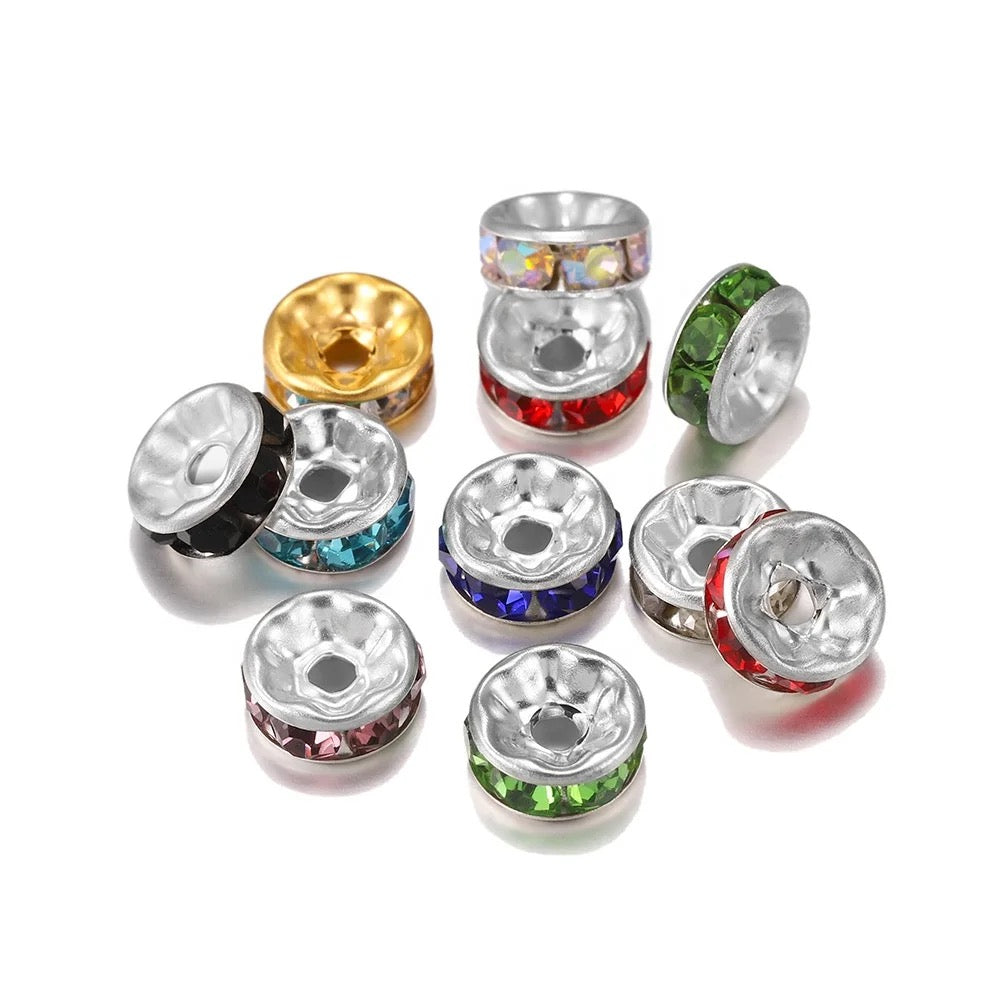 10mm Rhinestone Jewel Spacers (Pack of 50)