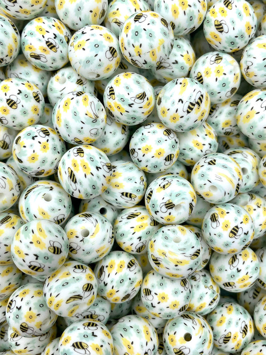 Sweet Honey Printed 15mm Bead