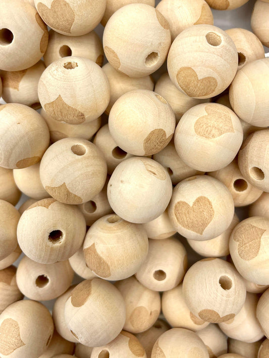 20mm Heart Wooden Bead