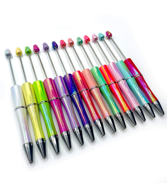 Stylos perlés vierges en plastique opale irisé