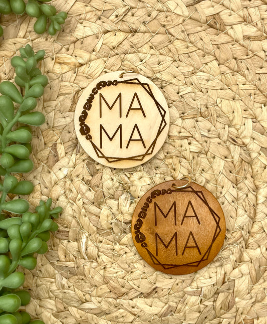 Wooden Mama Hexagon Key Tag