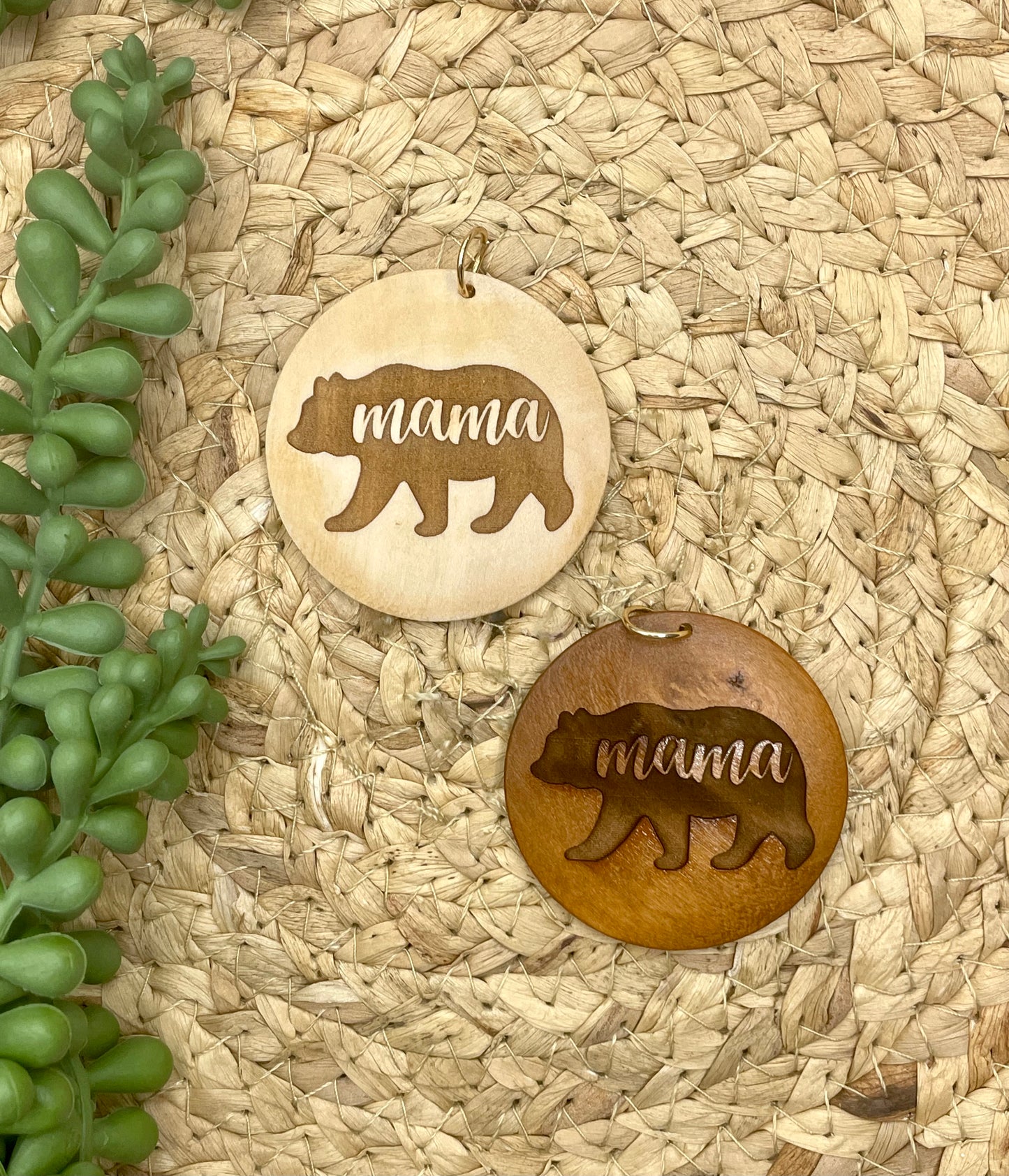 Wooden Mama Bear Key Tag
