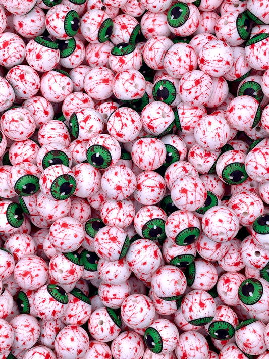 “I See You" Eyeball Splatter Printed 15mm Bead